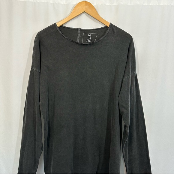 Free People Long Sleeve Cotton Relaxed Fit Top in Washed Black - Picture 4 of 11
